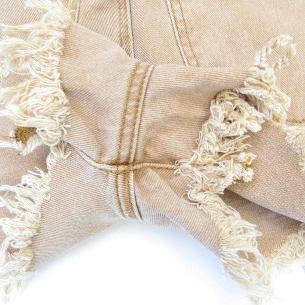 Simple Society Denim Shorts Hi Rise Frayed Hem Tan 7/28" Festival EUC - Picture 6 of 10